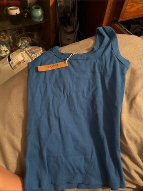 One-Shoulder Ribbed Tank Top - Blue